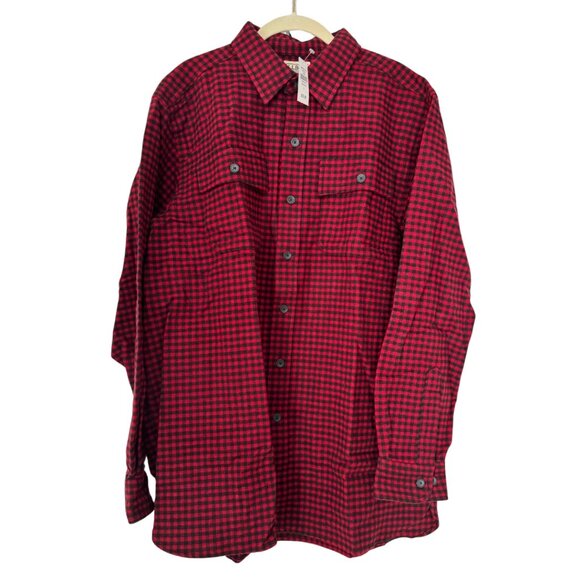 L.L. Bean Men's Chamois Shirt Plaid Red and Black Buffalo Check Mens L - Picture 1 of 3